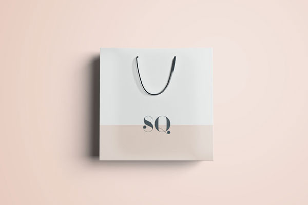 Three Mockups Showing Square Shopping Bag from Different Point of Views