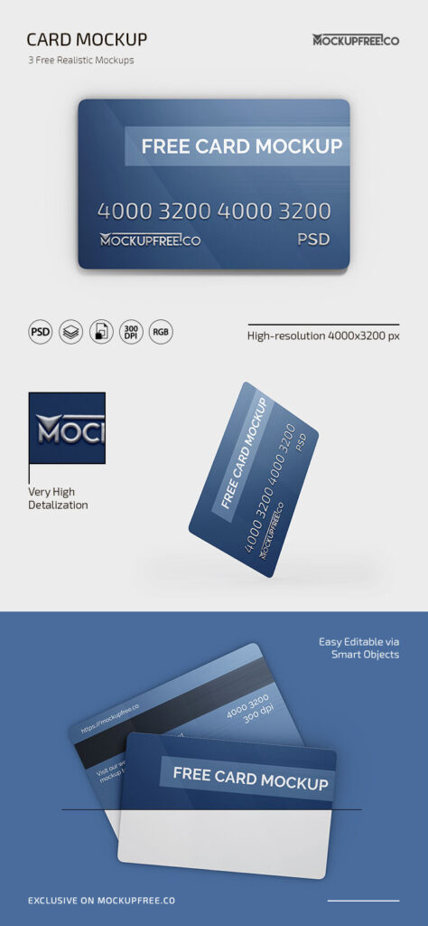 Three Modern Card with Curved Edges Mockups
