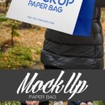 Three Paper Bag with Handle Mockups with an Outdoors Background