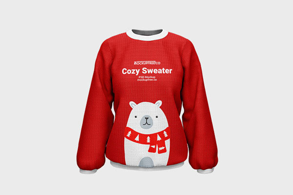 Three Puffy Sweater Mockups from Different Sides