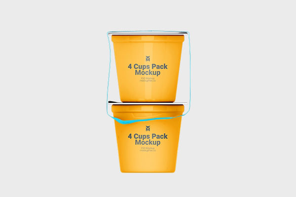Three Realistic 4 Cups Pack Mockups with Different Views