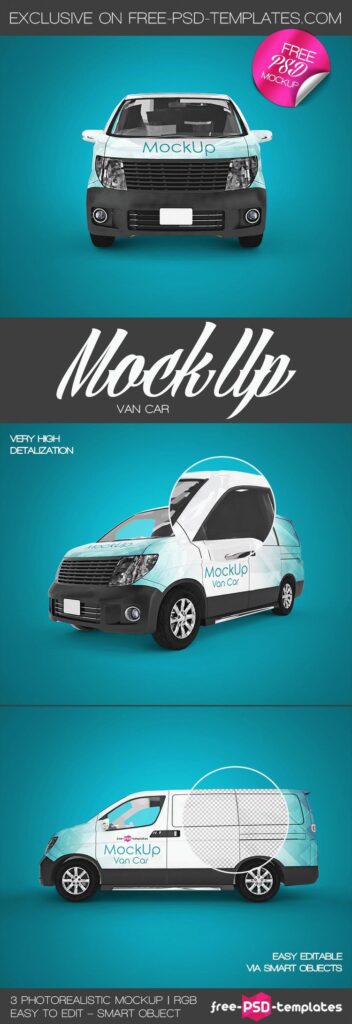 Three Realistic Mockups of a Van