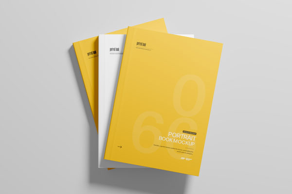 Three Softcover Book Mockup from Top View