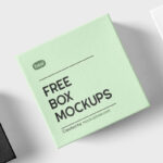 3 Square Paper Boxes Mockups in Different Sizes