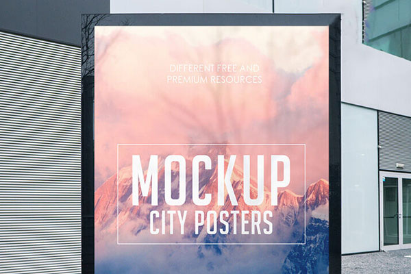 Three Standing Single Rectangle City Poster Mockups