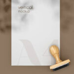 Three Stationary Scene with Wooden Items Mock Ups