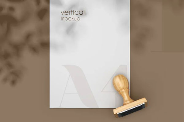 Three Stationary Scene with Wooden Items Mock Ups