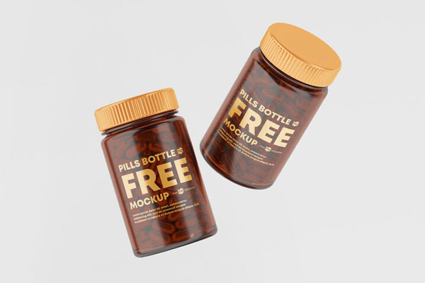 Three Transparent Pill Bottle Mockups