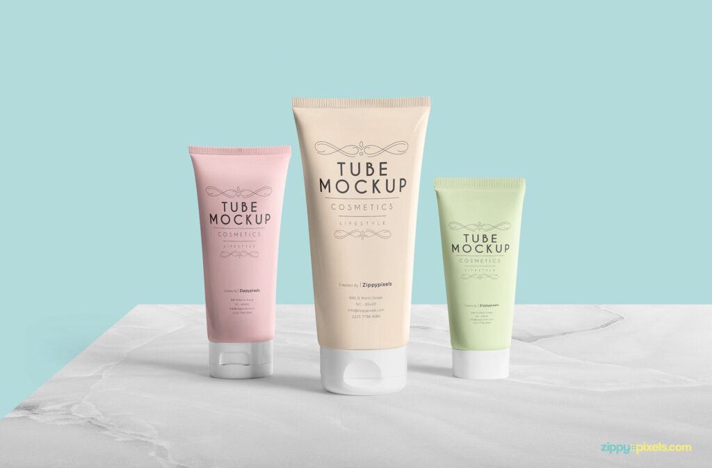 Three Vertical Tube in a Row Mockup