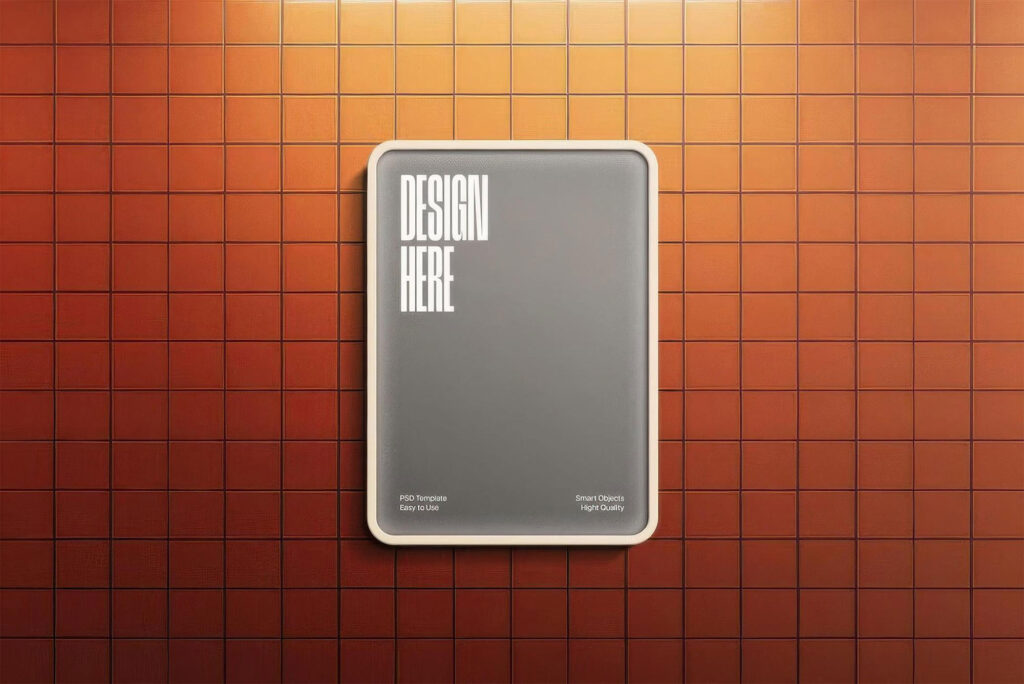 Tile Wall Lightbox Poster Mockup