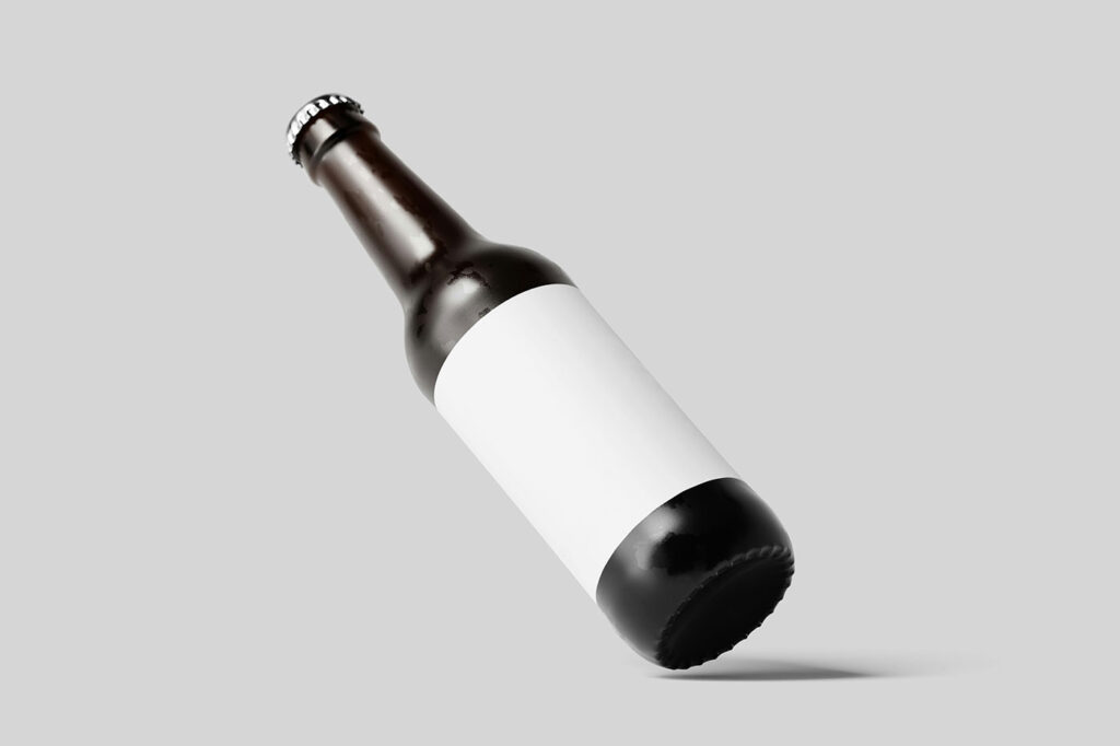 Tilted Beer Bottle Mockup