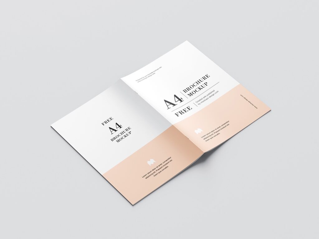 Top and Perspective View of 8 A4 Brochure Mockups