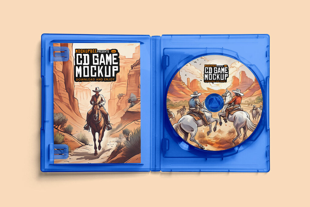 Top Angle of Open Game CD Box Mockup
