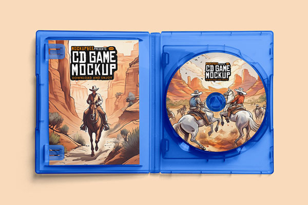 Top Angle of Open Game CD Box Mockup