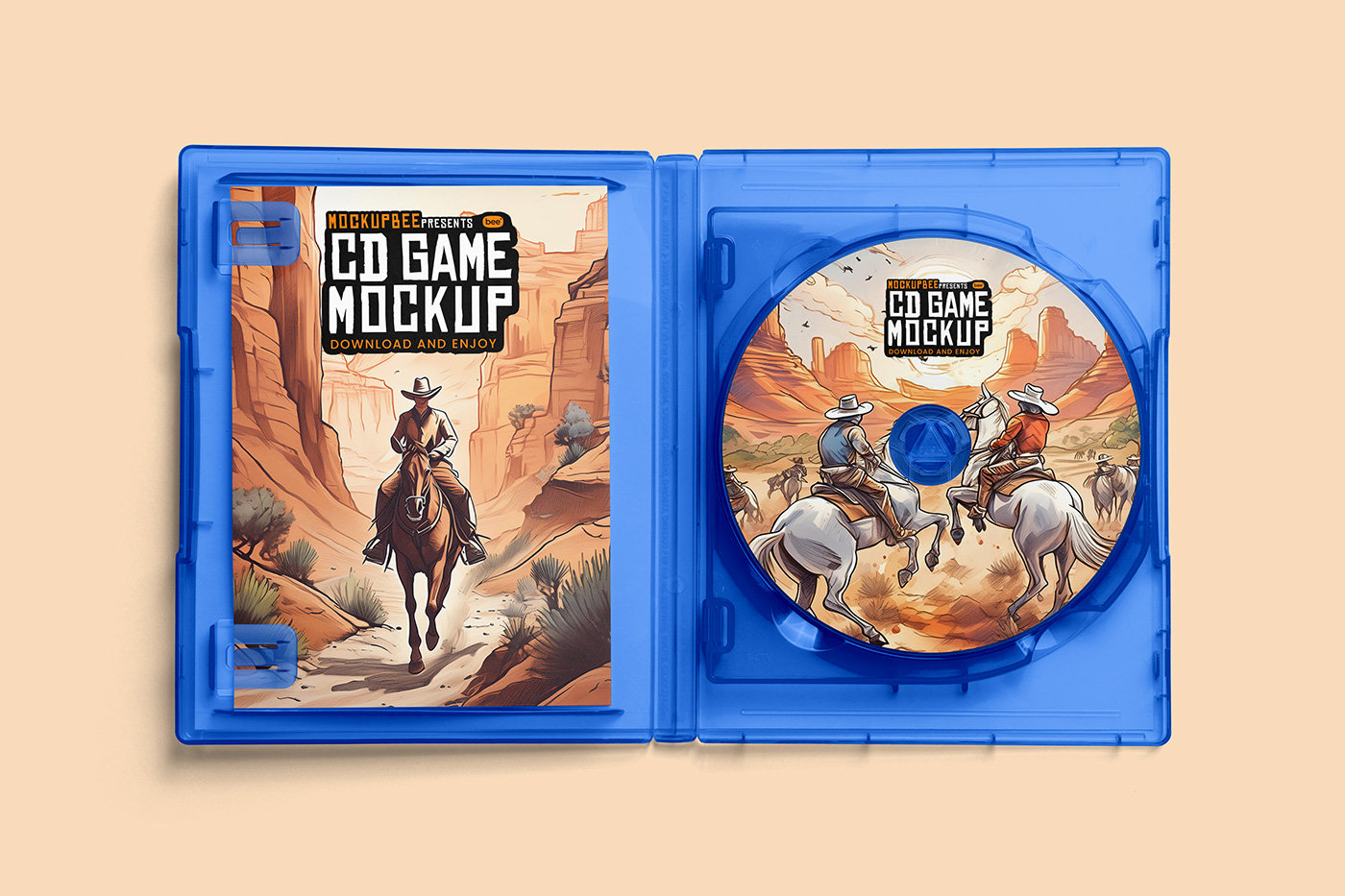 Top Angle of Open Game CD Box Mockup FREE PSD