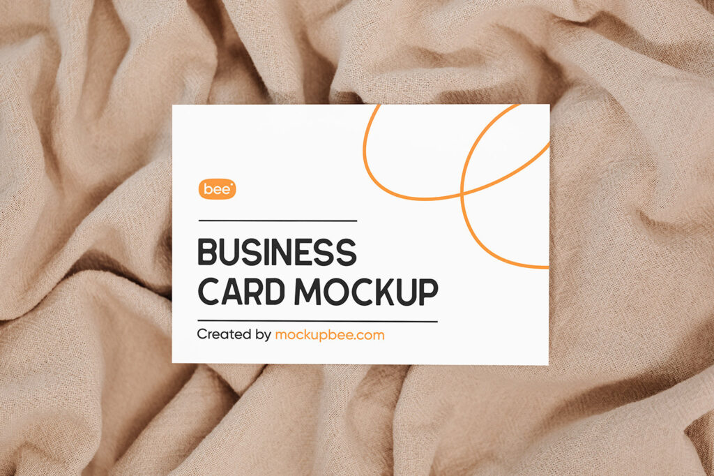 Top Shot of Business Card Mockup on Blanket