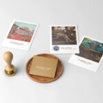 Top Shot of Business Card Mockup with Postcards