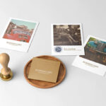 Top Shot of Business Card Mockup with Postcards