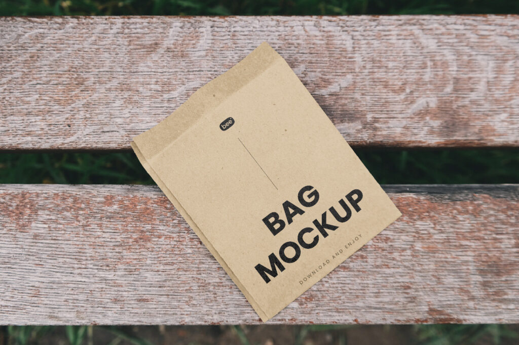 Top Shot of Paper Food Bag Mockup