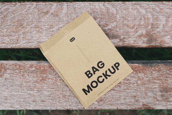 Top Shot of Paper Food Bag Mockup