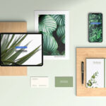 Top Shot of Stationery Mockup with Devices