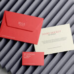 Top Showcase of Business Card Mockup with Envelope