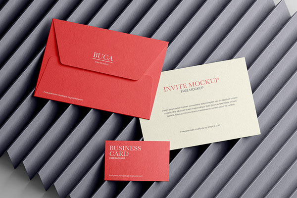 Top Showcase of Business Card Mockup with Envelope