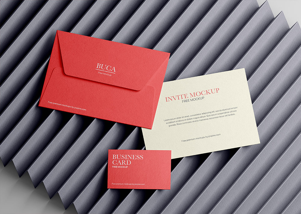 Top Showcase of Business Card Mockup with Envelope