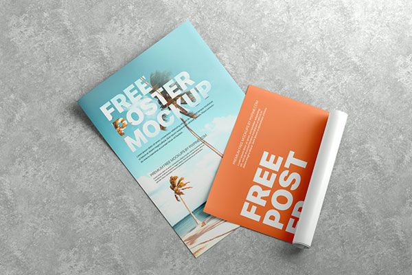 Top Showcase of Rolled and Flat Poster Mockup