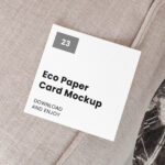 Top Showcase of Square Card Mockup on Pillow