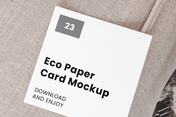 Top Showcase of Square Card Mockup on Pillow