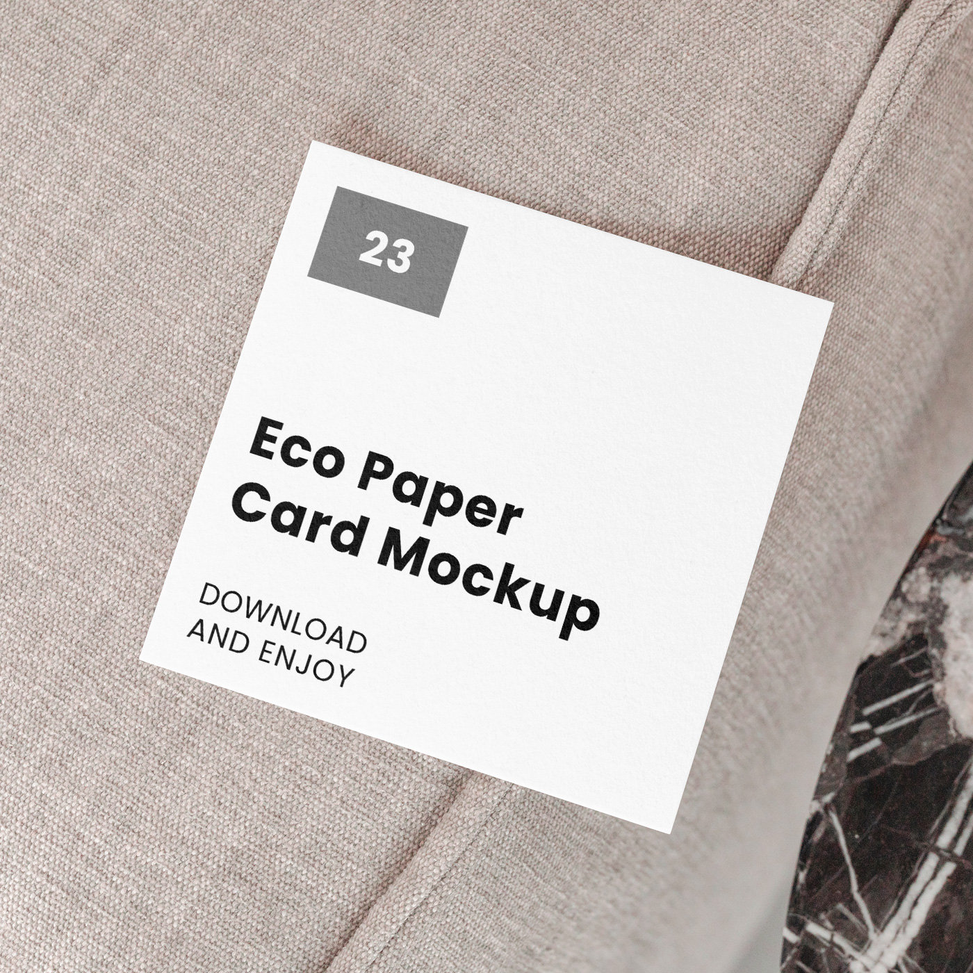 Top Showcase of Square Card Mockup on Pillow FREE PSD