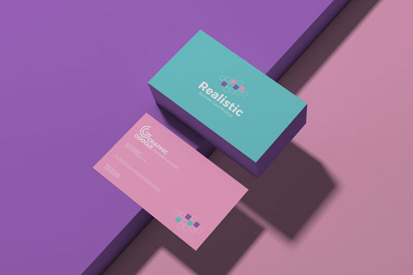 Top Side of Business Cards Mockup on the Edge of Stage