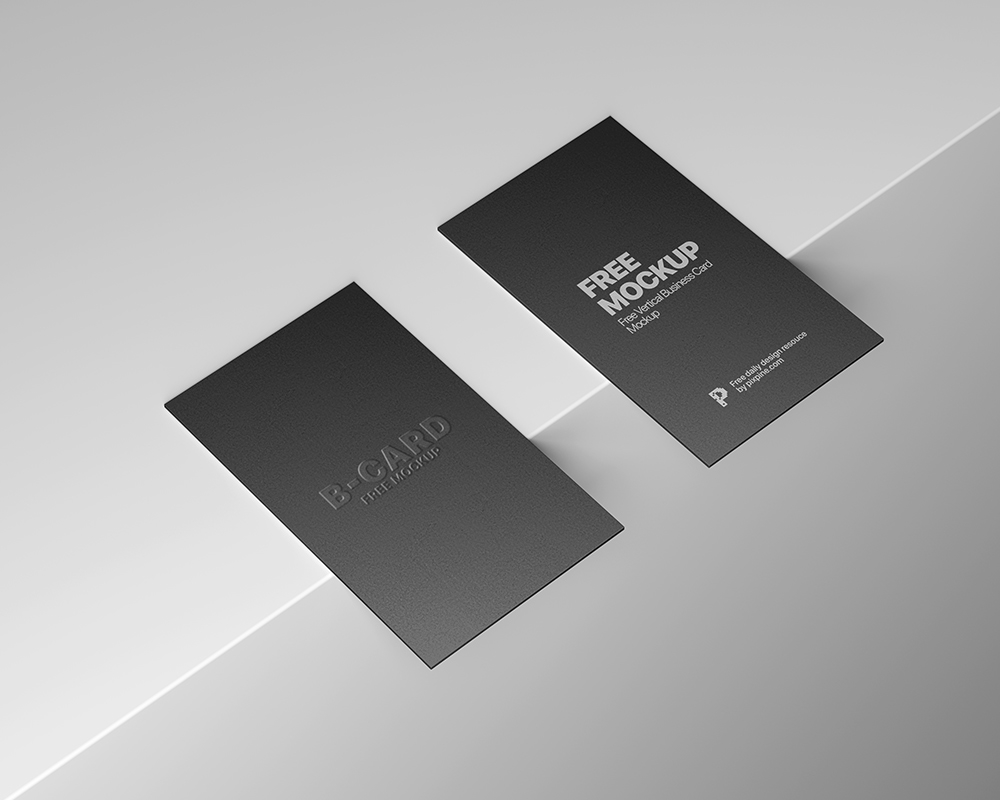 Top Side View of 2 Vertical Business Cards Mockup