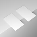 Top Side View of 2 Vertical Business Cards Mockup
