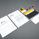 Top Side View of Branding Stationery Set Mockup