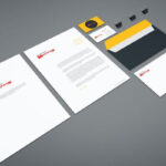 Top Side View of Branding Stationery Set Mockup