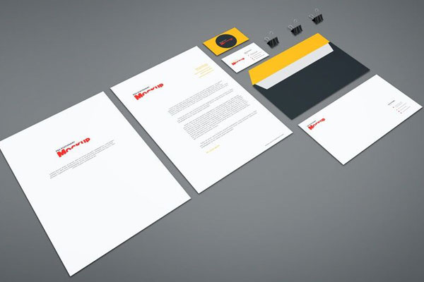 Top Side View of Branding Stationery Set Mockup