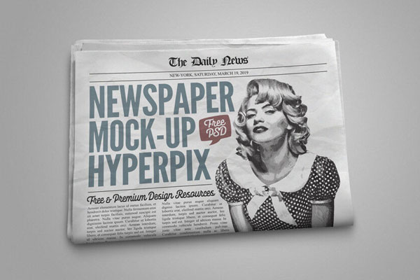 Top Side View of Classic Newspaper Mockup