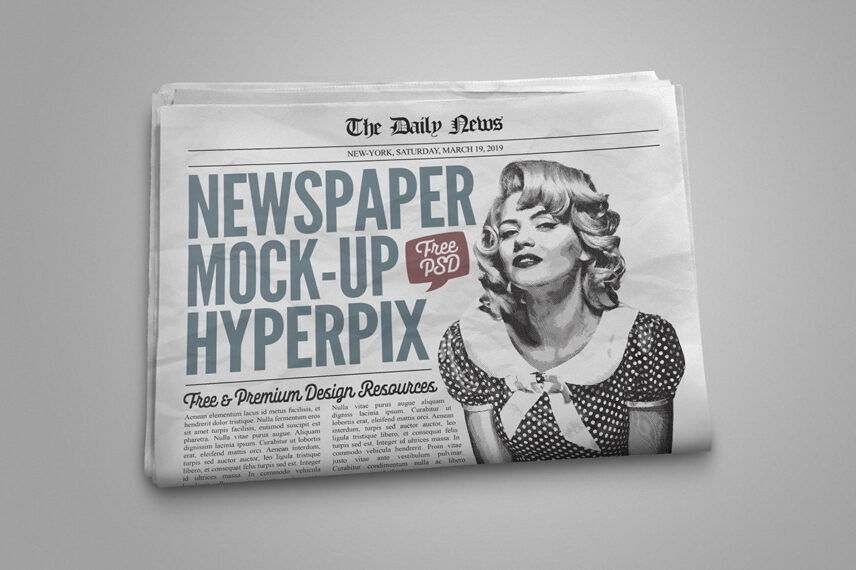 Top Side View of Classic Newspaper Mockup