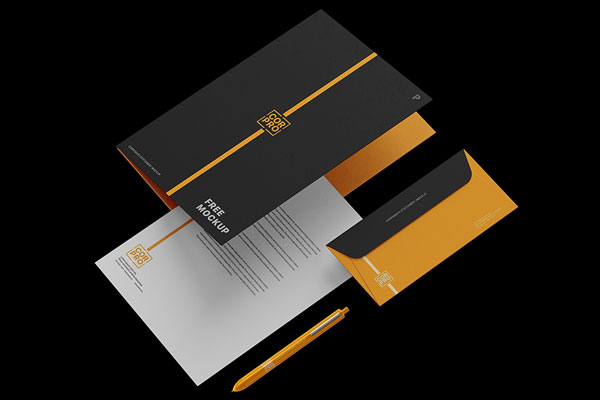 Top Side View of Corporate Stationery Mockup