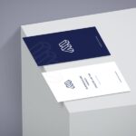 Top Side View of Double Business Cards Mockup on Box