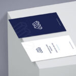Top Side View of Double Business Cards Mockup on Box