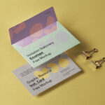 Top Side View of Envelope and Invitation Card Mockup Set