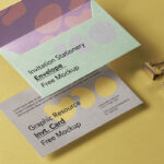 Top Side View of Envelope and Invitation Card Mockup Set