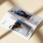 Top Side View of Face-down Bi-Fold Brochure Mockup