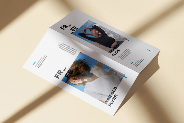 Top Side View of Face-down Bi-Fold Brochure Mockup