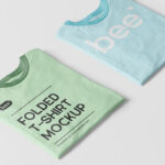 Top Side View of Folded T-shirt Mockups