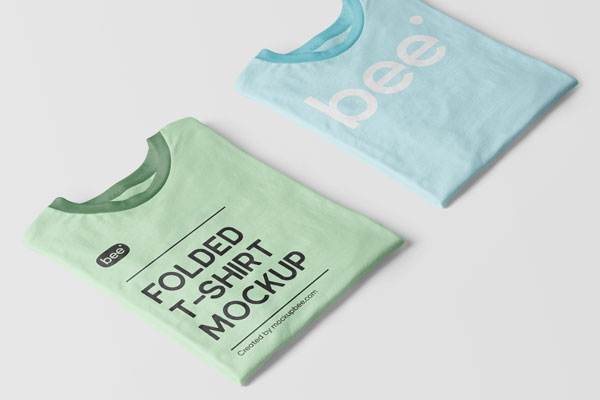 Top Side View of Folded T-shirt Mockups