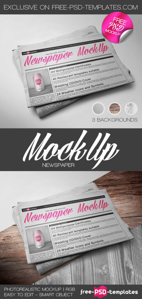 Top Side View of Half-Folded Newspaper Mockup